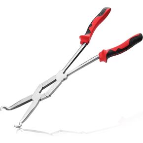 Straight and 45-Degree Bent Needle Nose Pliers Set 2Pcs Double Jointed Needle Nose Pliers Set Extra Long Needle Nose Plier with Serrated Jaw Long reach pliers for Hard to Reach Narrow Spaces