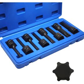 T70 Torx Star 6 Point Impact Bit Socket, T70 1/2-Inch Square Drive 3-Inch Long Torx Socket, Cr-Mo Steel Lengthen Screwdriver Socket Adapter Tool