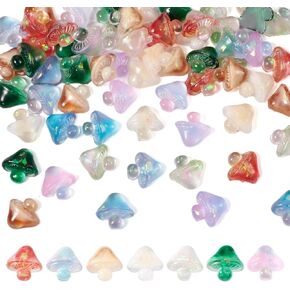 Cheriswelry 70pcs Mushroom Luminous Cabochons Glitter Sequins Glow in The Dark Cute Cabochons Mini Cute Resin Mushroom Decorative 9x9.5mm for Women Nail Art Decoration Accessories