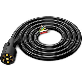 7 pin Trailer Plug, 8ft 7-Way Trailer Wiring Harness,Heavy Duty Trailer Cable Cord Connector Waterproof for RV Camper Truck