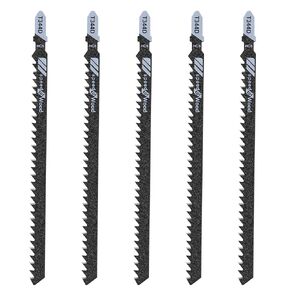 5PCS Jig Saw Blades for Wood, T344D 6 Inch T-Shank Jigsaw Blades, Multi-Purpose Long Jigsaw Blades for Quick Cutting Wood, Plywood, Hardwood, Plastic, Metal, Black
