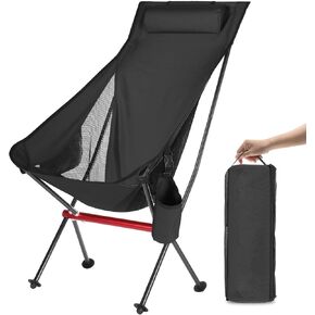 كرسي تخييم OKYUK، كرسي قابل للطي محمول عالي الظهر، هيكل من سبائك الألومنيوم بدرجة الطائرات، وسادة مدمجة، جيب جانبي وحقيبة حمل، مدمج وشديد التحمل لحقائب الظهر في الهواء الطلق (أخضر) in Kuwait