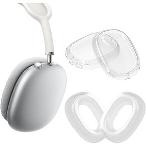 kwmobile Cover Set Compatible with Apple AirPods Max Covers (4 Pieces) - 2in1 Set of Protectors - Transparent