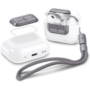 Spigen Lock Fit M [EZ FIT] Locking Device Compatible with AirPods Pro 2nd Generation/AirPods Pro Case Lock with Lanyard [Includes Installation Kit] Charging Case Not Included - White