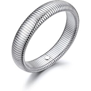 U7 Stretch Bracelets for Women Stainless Steel 18K Gold Plated Bangle Bracelets,Non Tarnish Link Bracelets,10mm,16mm,20mm