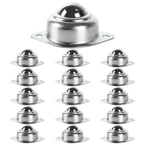 16 PCS 1 Inch Roller Ball Transfer Bearing, Flange Mounted Carbon Steel Round Ball Transfer Unit, Universal Rotation Ball Casters for Conveyor, Roller Stand, Transmission, Load Capacity 400 lbs