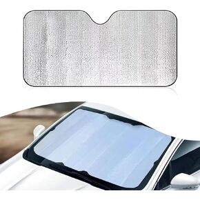 1 PC Car Windshield Sunshade, 51.1 x 23.6 Double-Sided Sun-Proof and Insulating Bubble Board, Foldable Front Window Cooling Cover, Universal for Cars Interior UV Protection Accessory (Silver)