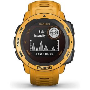 Garmin Instinct Solar, Solar-Powered Rugged Outdoor Smartwatch, Built-in Sports Apps and Health Monitoring, Sunburst Yellow (Renewed)
