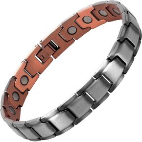 Men's Copper Bracelet 99.99% Solid Pure Copper Magnetic Bracelet with Strong Magnet and Adjustable Tool, Gifts for Father and Son's Birthday