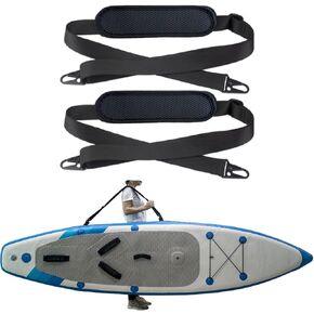 SUP Carrier Shoulder Strap Adjustable Carrying Sling Paded Bag Belt for Surfing and Paddle Board with Metal Hooks Accessories - Black (2)