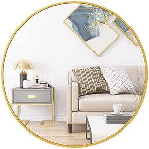 FANYUSHOW Black Round Mirror, Round Mirror 19.6 inch, Black Circle Mirror Metal Frame, Round Wall Mounted Mirrors for Living Room, Bathroom, Wall, Entryway, Vanity,Trend Style
