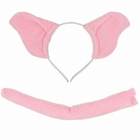 Pig Costume Accessories Set Pig Ears Headband Snout Nose Tail Halloween Animal Cosplay Dress up Party
