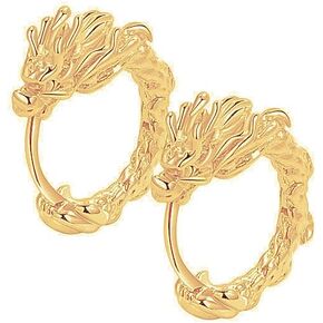 Chinese New Year Dragon Hoop Earrings for Women Girls Gothic Punk Loong Huggie Hoop Earrings Vintage Punk Animals Gold Statement Earrings Hypoallergenic Jewelry Gifts