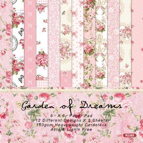 Scrapbook Paper, 24 Sheets Rose Floral Craft Scrapbooking Paper Pad, 6'' x 6'' Single-sided Printing Junk Journal Paper Supplies for Card Making Art Album Decorative
