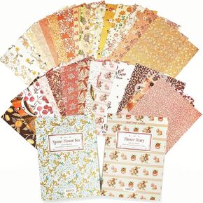 200 Designs Spring Pattern Paper Scrapbook Floral Material 200Sheets Paper Collection Craft Paper Folded Flat Journaling Scrapbooking Bullet Journals Natural for Card Making Photo Album Decor