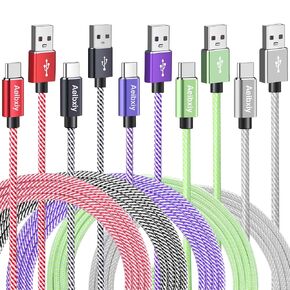 USB C Cable 10FT 5-Pack Type C Charging Cable, USB A to USB C Charging Nylon Braided Charge Cord for Samsung Galaxy S20 S10 S9, A11 A20, Note 10 9 8, USB Type C Charger
