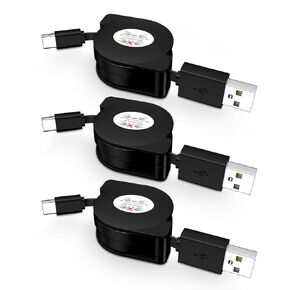 Retractable USB C Cable for Car,3.3ft 3 Pack Android Phone USB C to USB A Cord Fast Charging for Samsung Galaxy S24/S24 Ultra/S24 Plus/S23/S22/A55/A35/A15,iPhone 15 Pro Max,Google Pixel 8a/8Pro/7/6/5