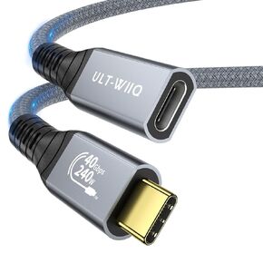 كابل تمديد USB C بقوة 240 وات 40 جيجابت في الثانية من ULT-WIIQ، كابل تمديد USB4 وThunderbolt 4 يدعم PD 3.1 شحن سريع وفيديو 8K@60 هرتز، كابل تمديد من النوع C لجهاز MacBook Pro iPad Pro Magsafe 2.62FT