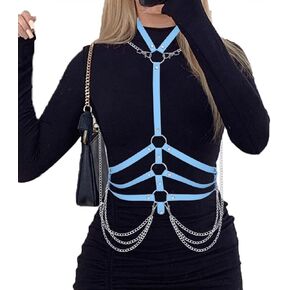 Asooll Punk Leather Body Chains Tassel Waist Belt Chain Rave Harness Belt Fashion Beach Club Body Accessories Jewelry for Women and Girls