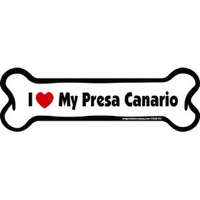 Bone Car Magnet, I Love My Presa Canario, 2-Inch by 7-Inch