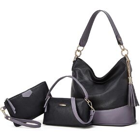 Handbags for Women Tote Bag Soft Hobo Shoulder Bag Top Handle Satchel Purse Set 3pcs