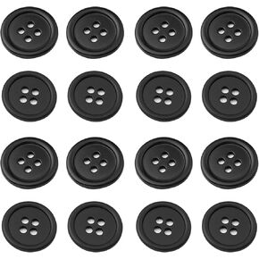 100pcs Black Buttons 1 Inch Resin Buttons Bulk Round 25mm Buttons for Clothes Sewing Coats Craft DIY Decoration