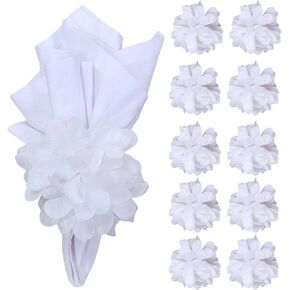 Maison Charlo | Set of 10 Chrysanthemum Napkin Rings | Elegant Napkin Holders for Formal & Casual Dining Table Decor