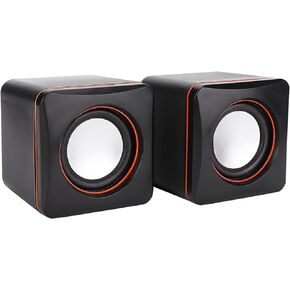 ASHATA Mini Computer Speaker, Portable Bluetooth Cute Cube Desktop Speaker USB Powered Stereo Speaker System with 3.5mm Jack for Desktop Laptop PC Computer(Two-Channel)