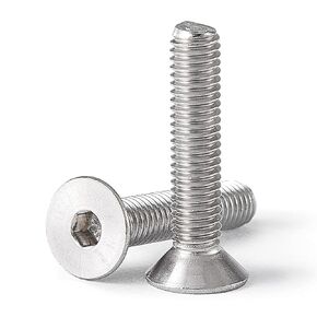 M5-0.8 x 80mm Flat Head Hex Socket Cap Screws Countersunk Bolts, 304 Stainless Steel, Metric Allen Socket Drive, Bright Finish, Fully Threaded, 10PCS