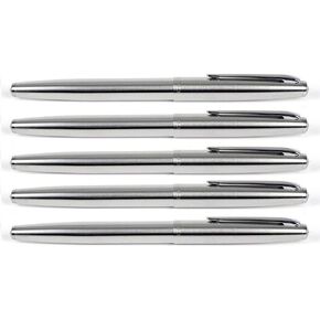 Gullor 5 PCS Stainless Steel EF Nib Classic Fountain Pens Set with Ink Converters