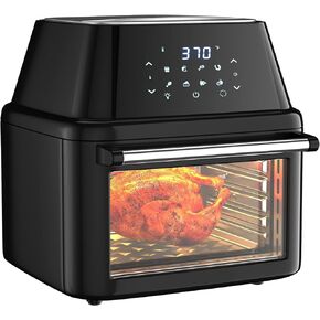 8 in 1 Automatic Air Toaster Oven, 1800W 19 QT Countertop Oven Toast Cooker w/1-60 Min Timer, 90-400°F Temp Control, 8 Preset Functions & LED Display for Pizza/Chicken/Cookies (Red)