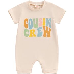 Cousin Crew T-shirts for Baby Boy Girl Short Sleeve Letter Print Romper Jumpsuit Infant Summer Consin Outfits