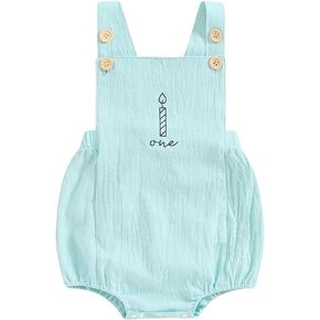 Baby Boy 1st Birthday Outfit One Bubble Romper Sleeveless Bodysuit Cake Smash Overalls Summer Clothes