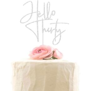 Hello Thirty Cake Topper, Happy 30th Birthday Cake Decors, 30th Birthday Party Decorations Supplies Gold Glitter