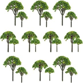 Yetaha 20PCS Mini Fairy Garden Model Trees, Miniature Plant Ornament Models Green Diorama Supplies for DIY Craft Train Landscape Railroad Scenery Sand Military Layout Model War Gaming Terrain