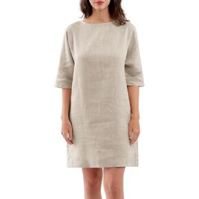 Amazhiyu Womens 100% Linen Summer Batwing Sleeve Short Dresses with Pockets
