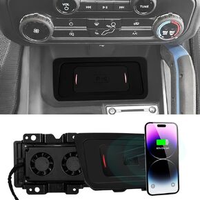 Mabett Console Wireless Charging Pad with Built-in Cooling Fan 15W for Ford Bronco Accessories, Console Wireless Charger Upgrade for Bronco 2021 2022 2023 2024 2/4-Door