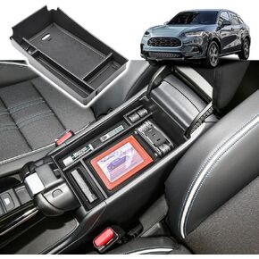 Center Console Organizer Tray Compatible with Honda HR-V 2023 2024 2025 HRV Accessories, ABS Console Organizer Armrest Storage Box Coin Holder, Black