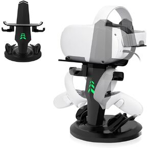 XBERSTAR VR Stand, Headset Charging Dock VR Display Stand Accessories for Oculus Quest 2/Quest 3 VR Headset (Black)