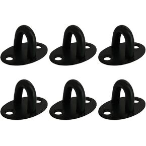 Pad Eye Plate YYANGZ 6Set Black Stainless Steel Ceiling Hook Ring Hooks Pad, U-Shaped Eye Plate with Screws and Plastic Anchors,Wall Mount Pad Eye Plate Top Hook, Pad Eye