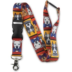 Limeloot Pitbull Dog Lanyard | 1" Wide Lanyard with Breakaway, Release Buckle, and Flat Ring