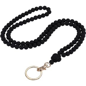 Rose Flower Silicone Beads Lanyards Teacher Lanyard for ID Badges and Keys Breakaway Gift for Women Nurse Teacher