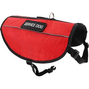 MonMed Service Dog Harness Jacket with Patches - Medium Red Emotional Support Dog Vest with 22.5 to 27in Chest Size