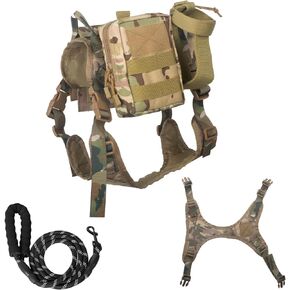 Dog Harness and Leash Set, Small Medium Large Dog Tactical Dog Strap, Easy to Control Soft Handle, Used for Training Hunting Walking, Suitable for Both Male and Female Dogs (M)