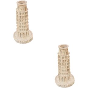 Amosfun 2pcs Leaning Tower of Pisa Model Aquarium Decorations Aquarium Tower Decoration Italy Building Statues Tower Collectible Figure On It Fish Resin Accessories Artificial Travel