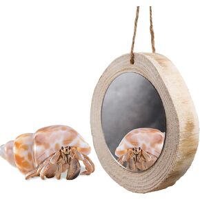 3.1 Inches Hermit Crab Mirror Toy, Reptile Mirror Toy, Small Animal Cage Tank Aquarium Decor Accessories, Suitable for Hermit Crab Lizard Chameleon Hamster Guinea Pig Turtle