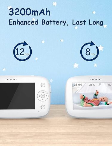 Baby Monitor with Camera, Pet Smart Camera with 2-Way Talk, Motion Tracking, Motion and Sound Detection, 2.4" TFT Display Home Security Cam,Indoor in Saudi Arabia
