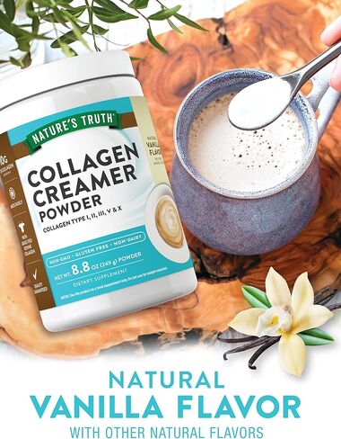 Nature's Truth Collagen Creamer for Coffee | 8.8 oz | Vanilla Flavor | Grass Fed Collagen Peptide Type I, II, III, V & X | Non-GMO & Gluten Free Protein Powder Supplement in Saudi Arabia