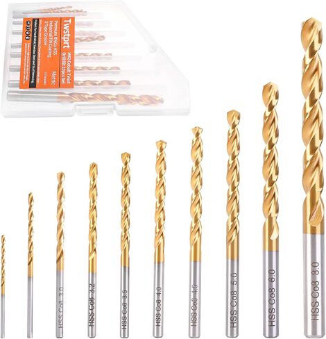 M42 Cobalt Drill Bit Set,Metric Drill bit Set（2mm-8mm,10PCS）, Metal Drill bit Set for Steel, Titanium Coated HSS-Co Metal Drill bit Set for Steel,Stainless Steel,Bolt and Stud Removing in Saudi Arabia