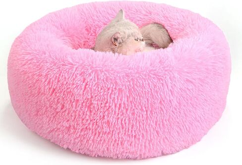 Cat Dog Beds for Indoor Cats， Fluffy Round Removable Cat Bed，Waterproof Non-Slip Self-Heating Pet Bed (Large, Dark Grey) in Saudi Arabia